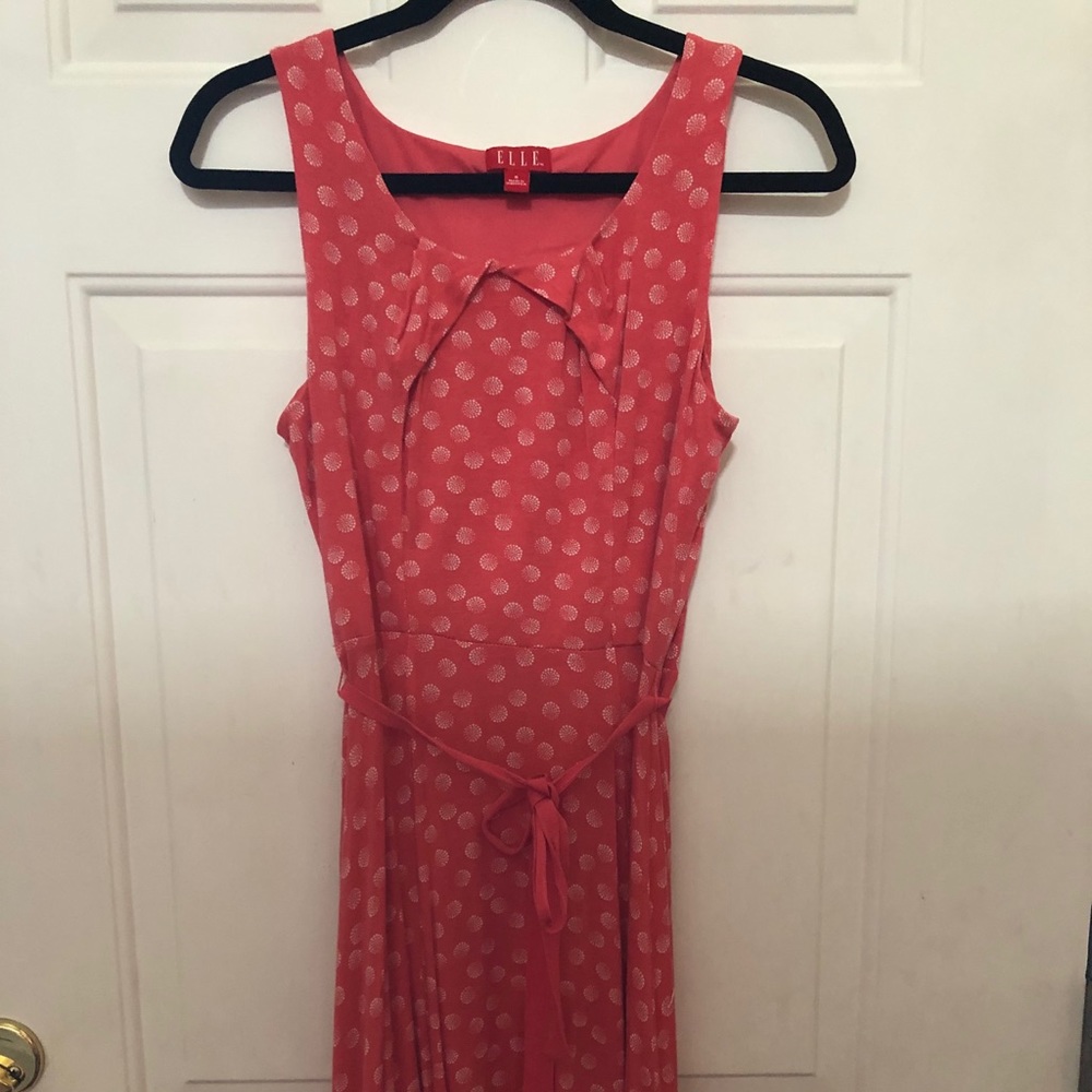 Coral polkadot dress